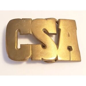 Vtg R.O.C. Solid Brass CSA Cut Out Letters Confederate Belt Buckle 865 Taiwan